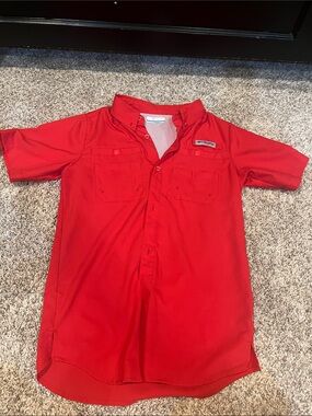 Columbia Boys' Bright Red Short-Sleeve Button-Down Shirt